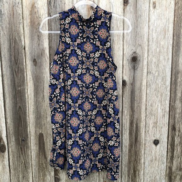 Soprano Boho Abstract Geometric Sleeveless Tunic Dress Small - Picture 1 of 5
